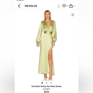 REVOLVE - ALLIAT Kai Maxi long sleeve Dress green size xs